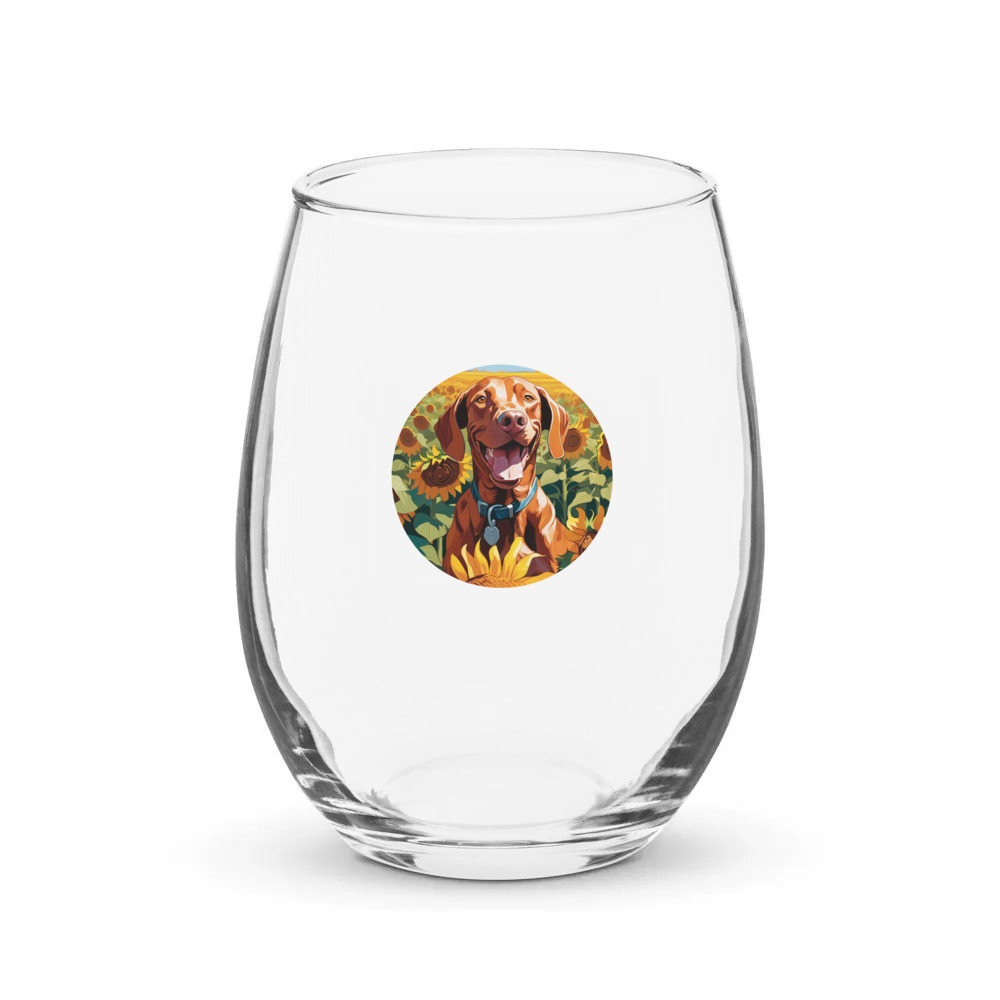 PugMug Custom Vizsla Stemless Wine Glass