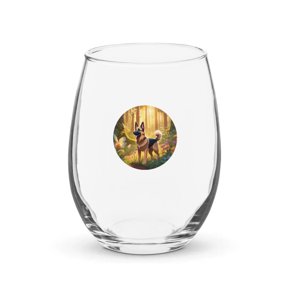 PugMug Custom German Shepherd Dog Stemless Wine Glass