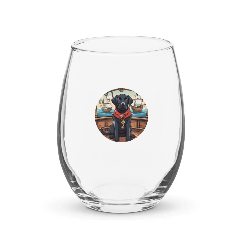PugMug Custom Black Labrador Retriever Stemless Wine Glass