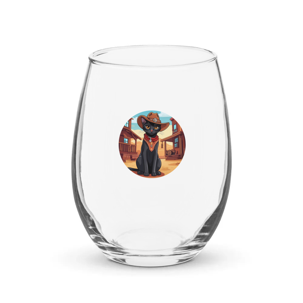 PugMug Custom Black Abyssinian Cat Stemless Wine Glass