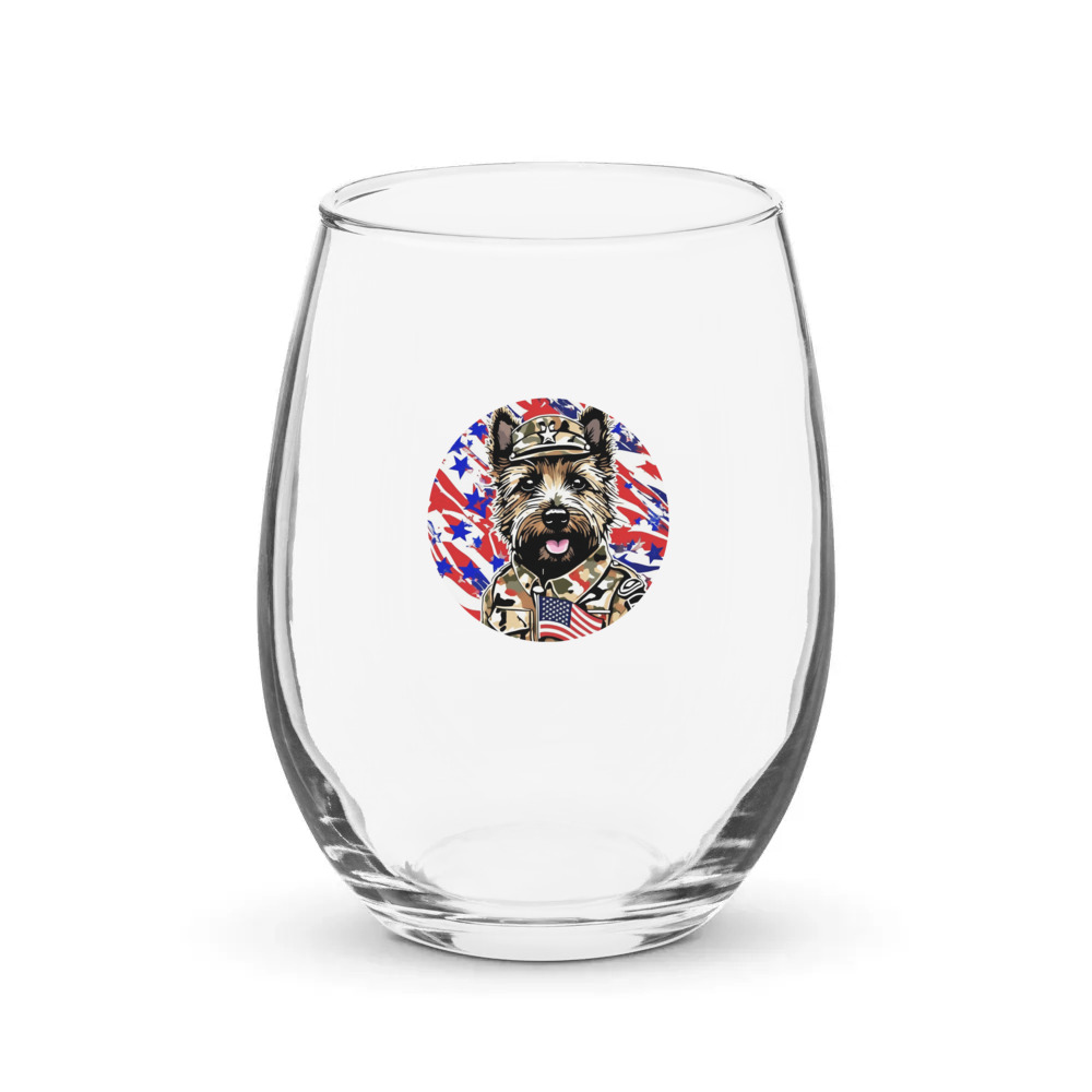 PugMug Custom Cairn Terrier Stemless Wine Glass