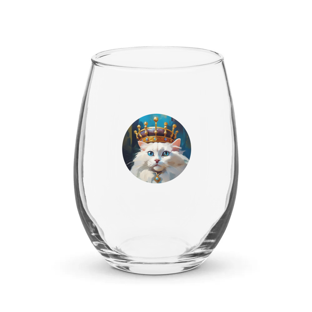 PugMug Custom White Ragdoll Cat Stemless Wine Glass