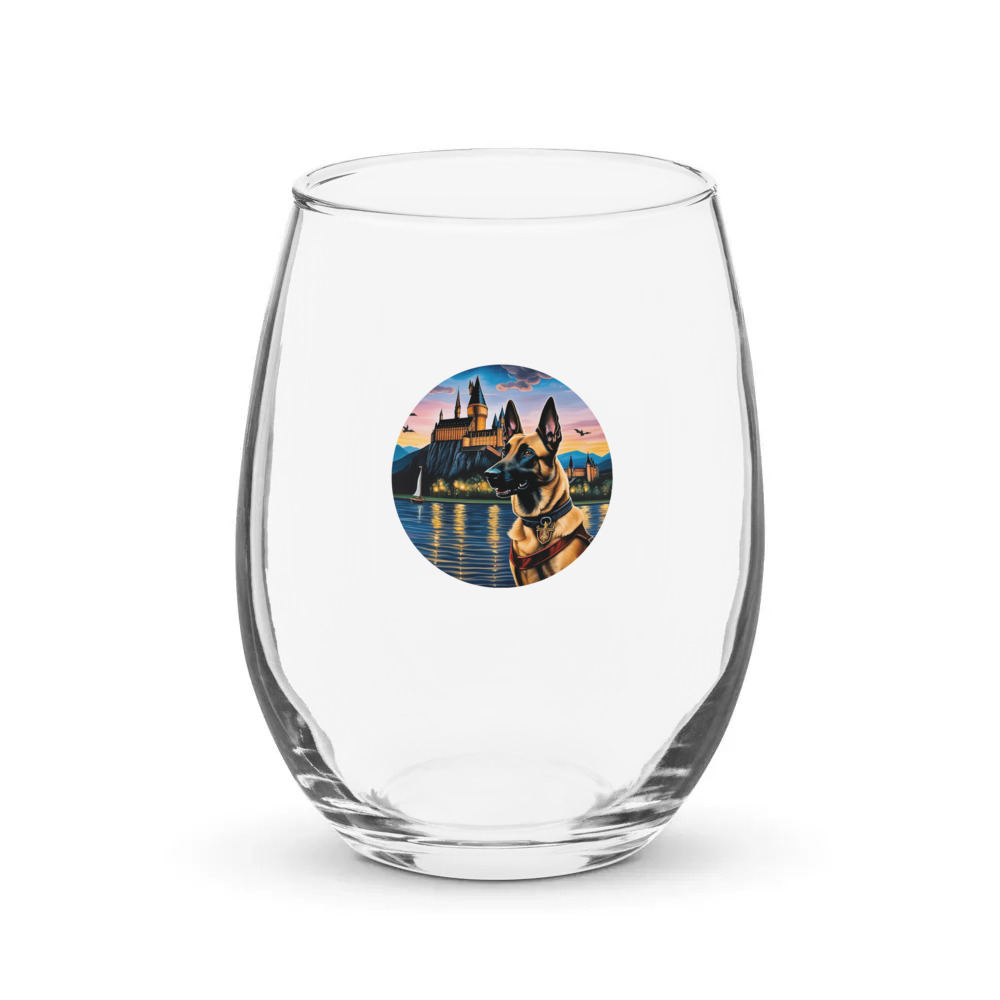PugMug Custom Belgian Malinois Stemless Wine Glass