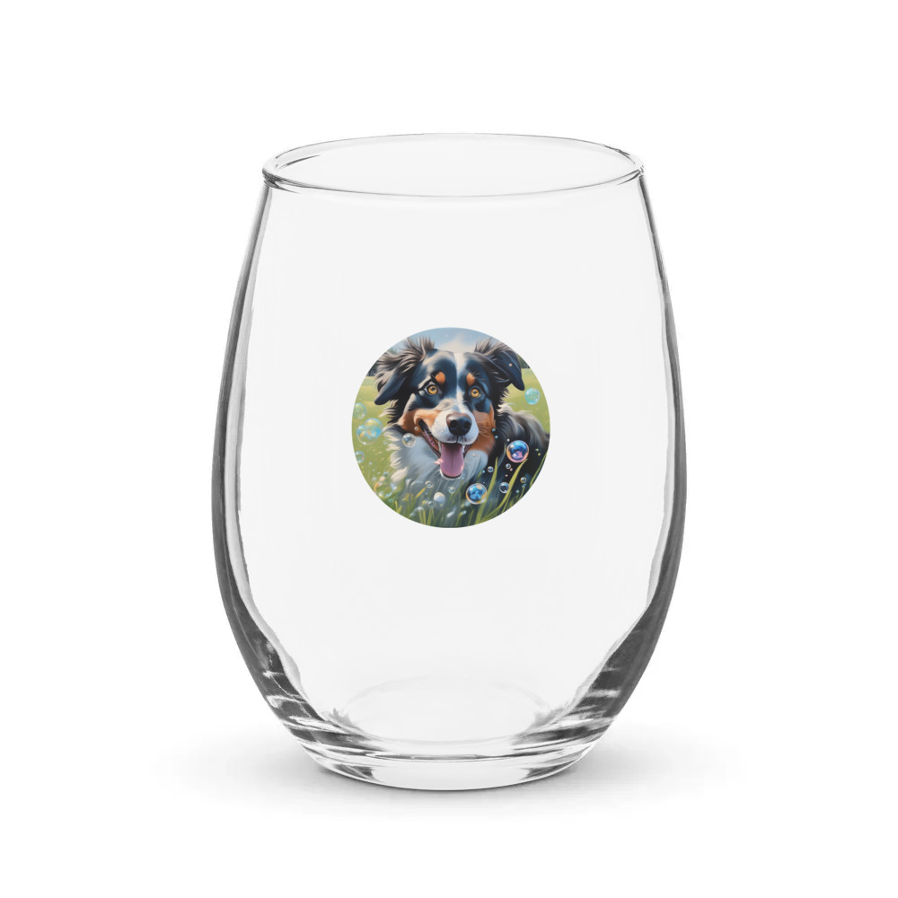 PugMug Custom Miniature American Shepherd Stemless Wine Glass