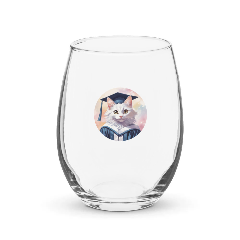 PugMug Custom White Companion Cat Stemless Wine Glass