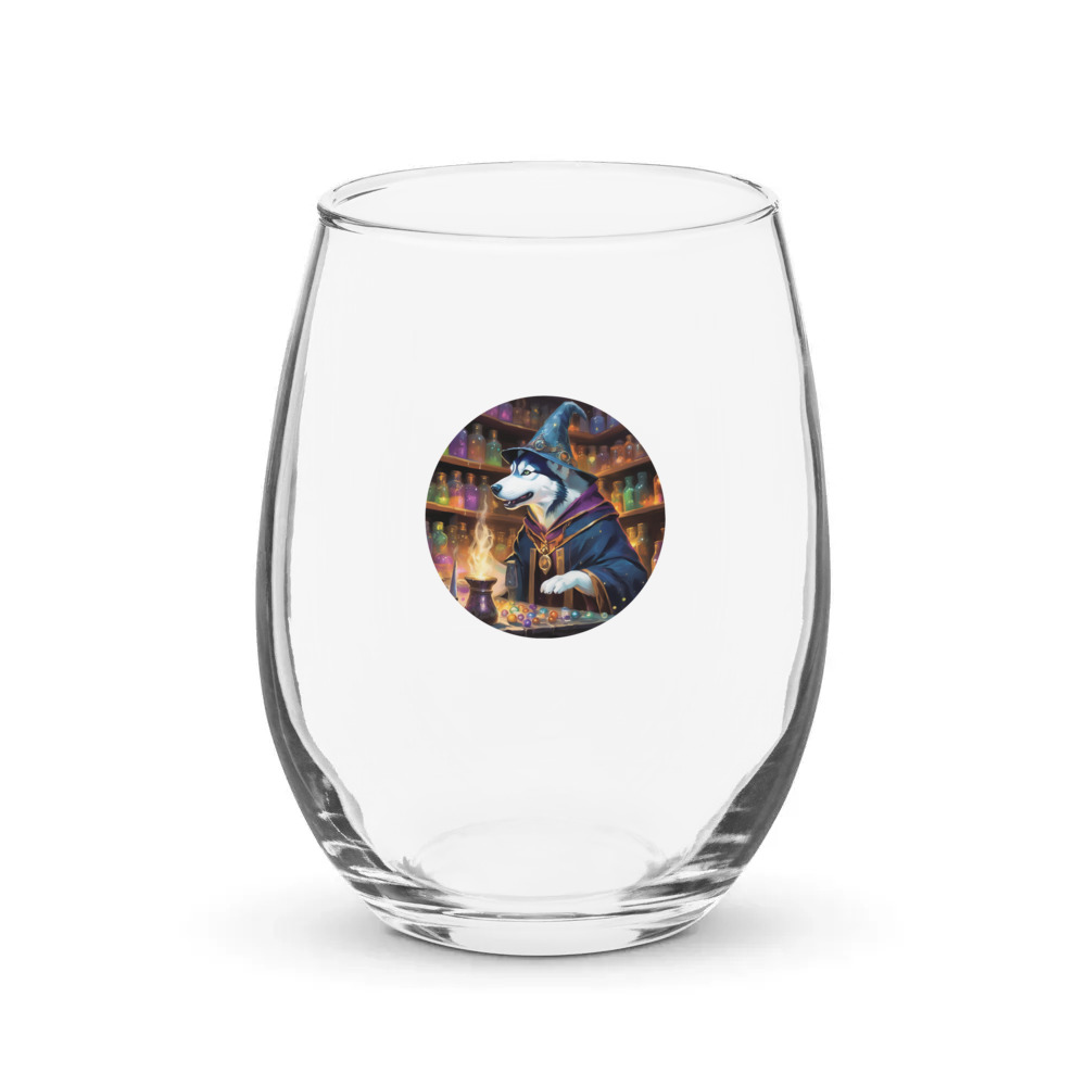 PugMug Custom Siberian Husky Stemless Wine Glass