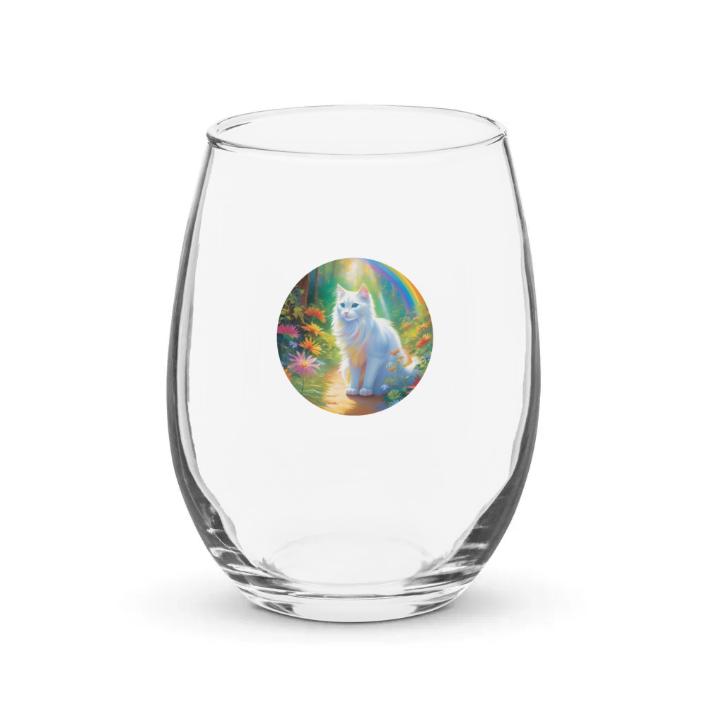 PugMug Custom White Companion Cat Stemless Wine Glass