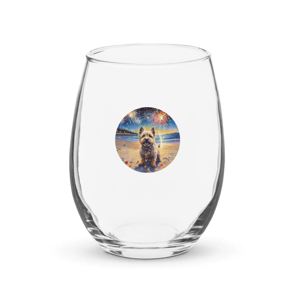 PugMug Custom Cairn Terrier Stemless Wine Glass