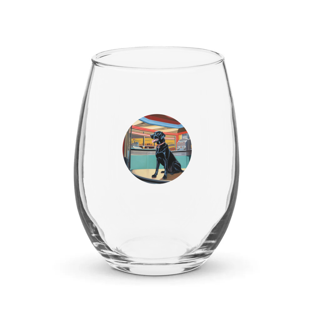 PugMug Custom Black Labrador Retriever Stemless Wine Glass