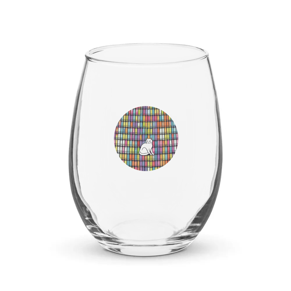 PugMug Custom White Companion Cat Stemless Wine Glass