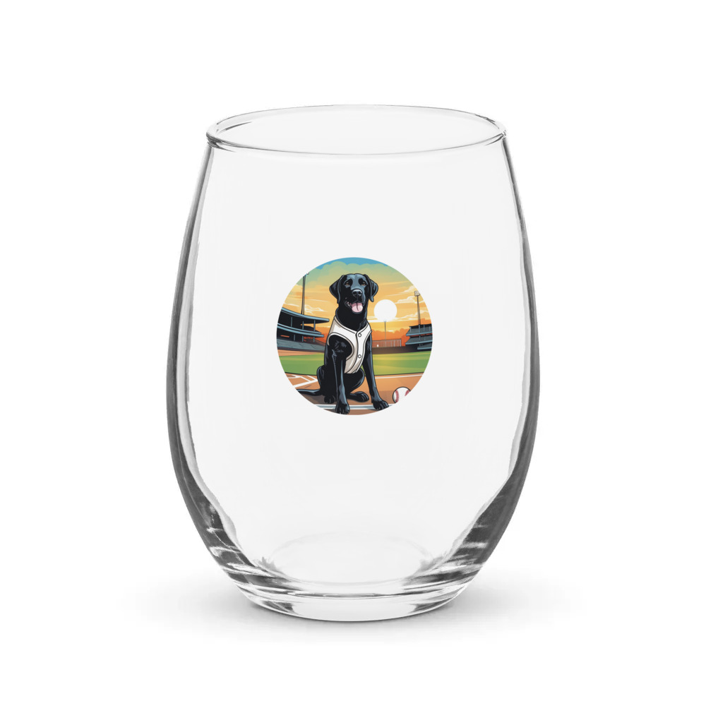 PugMug Custom Black Labrador Retriever Stemless Wine Glass