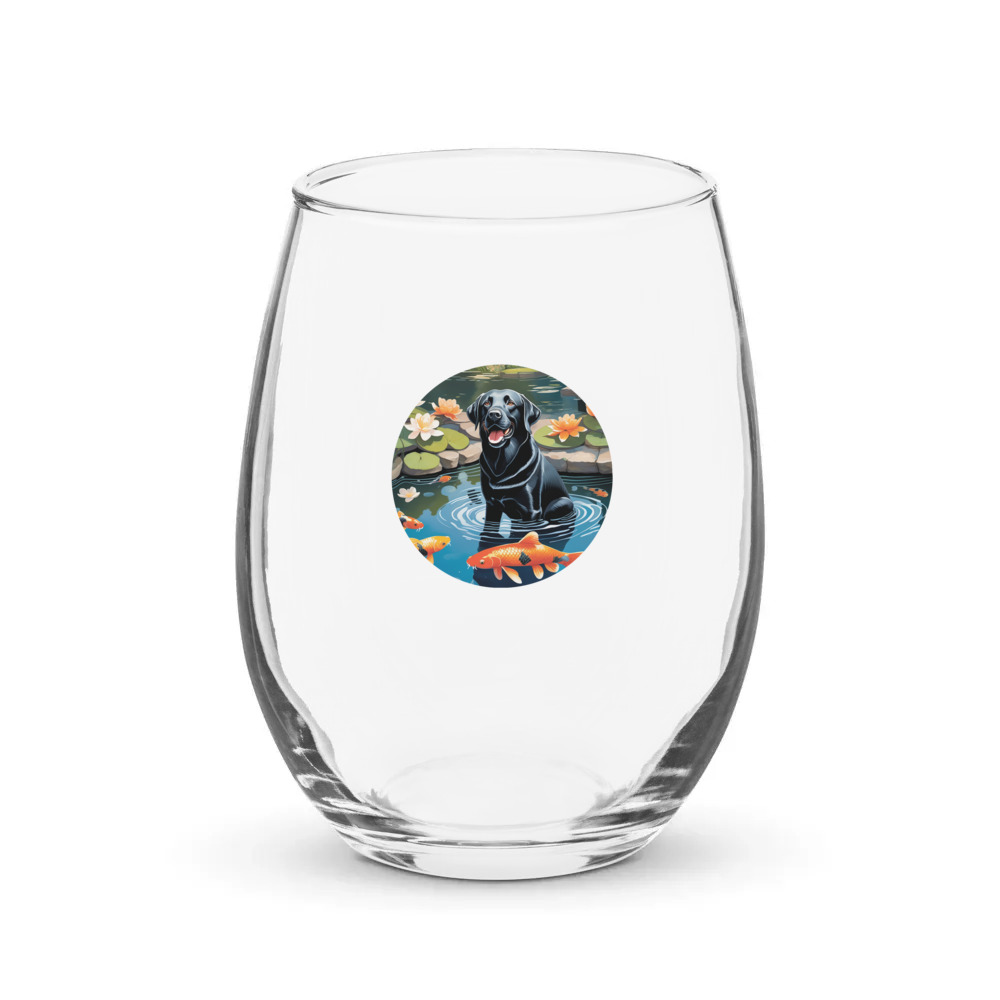 PugMug Custom Black Labrador Retriever Stemless Wine Glass