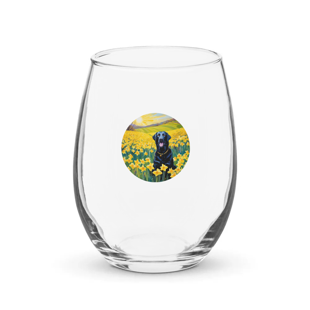PugMug Custom Black Labrador Retriever Stemless Wine Glass