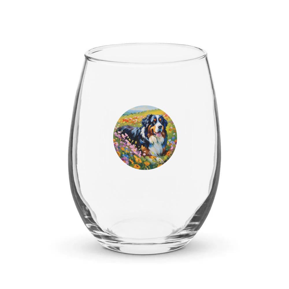 PugMug Custom Bernese Mountain Dog Stemless Wine Glass