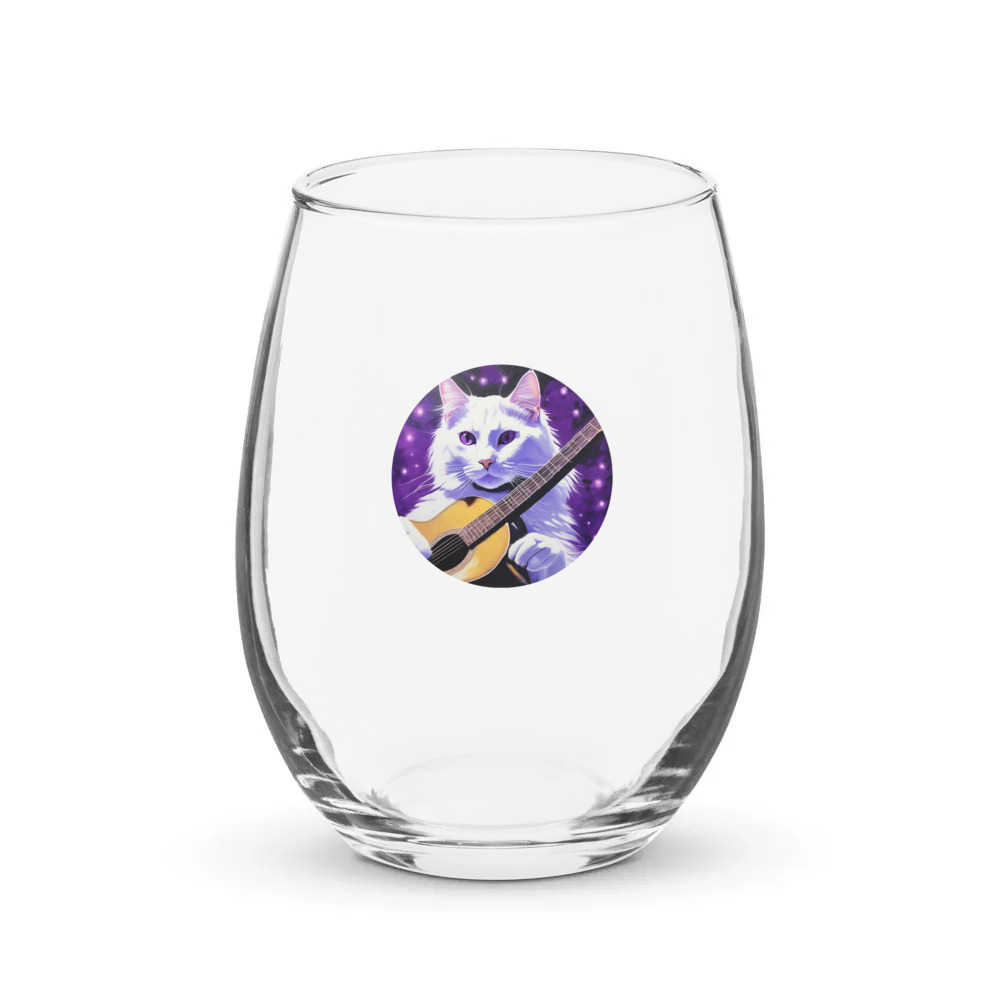 PugMug Custom White Companion Cat Stemless Wine Glass