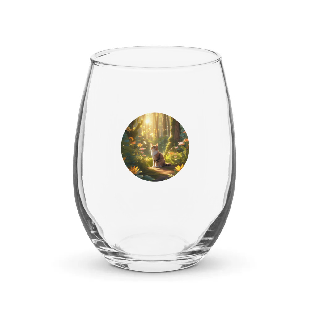 PugMug Custom Tabby Exotic Cat Stemless Wine Glass