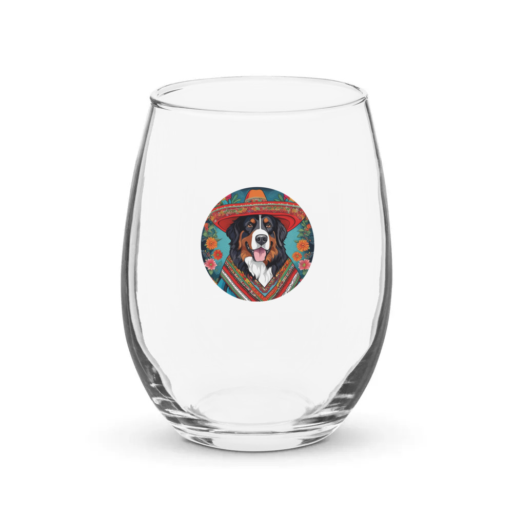 PugMug Custom Bernese Mountain Dog Stemless Wine Glass