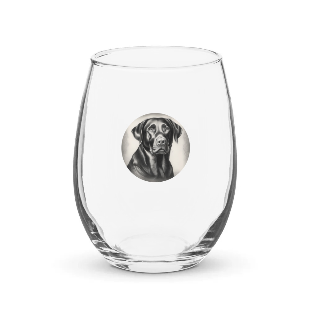 PugMug Custom Black Labrador Retriever Stemless Wine Glass