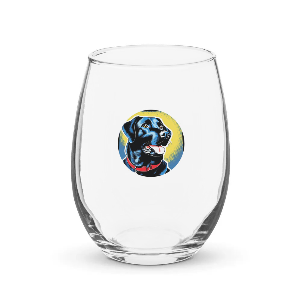 PugMug Custom Black Labrador Retriever Stemless Wine Glass