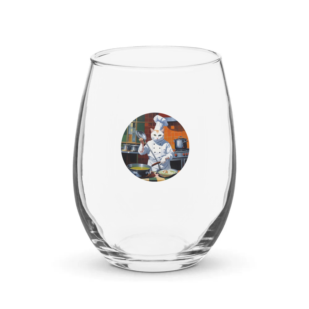 PugMug Custom White Companion Cat Stemless Wine Glass