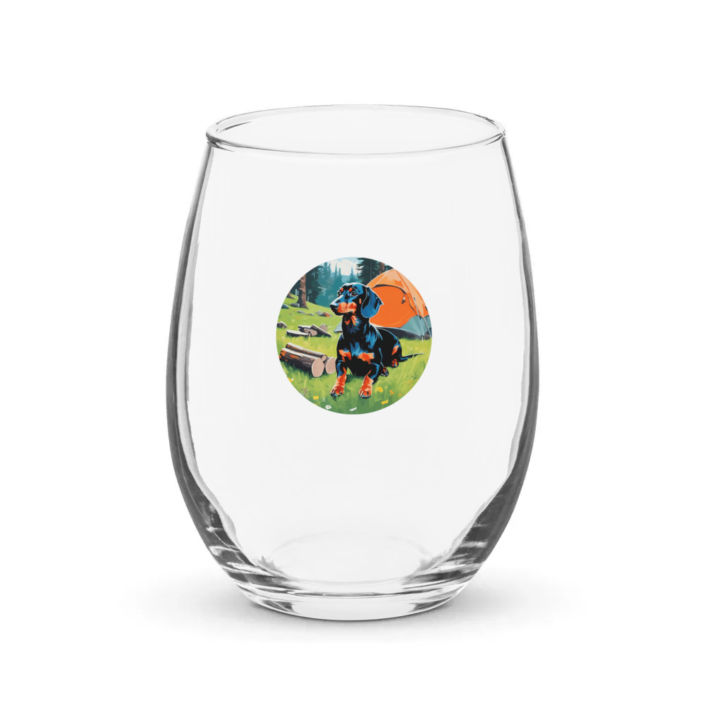 PugMug Custom Black Dachshund Stemless Wine Glass