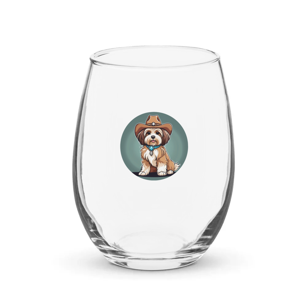 PugMug Custom Tan Havanese Dog Stemless Wine Glass