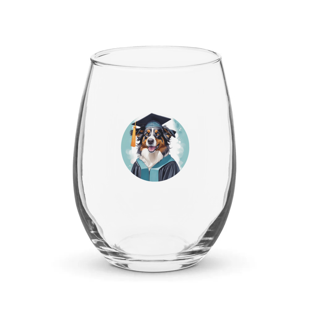 PugMug Custom Miniature American Shepherd Stemless Wine Glass