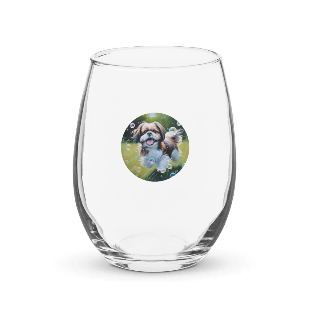 PugMug Custom Shih Tzu Stemless Wine Glass