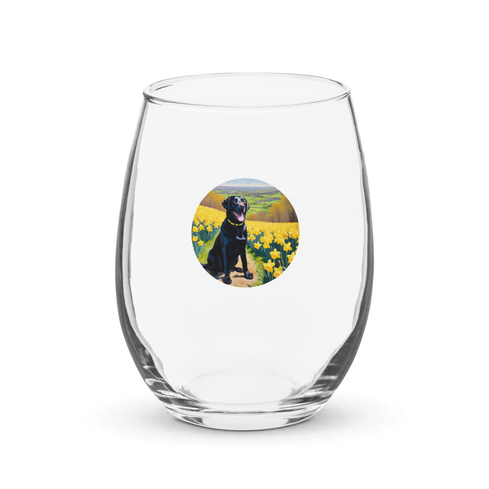 PugMug Custom Black Labrador Retriever Stemless Wine Glass