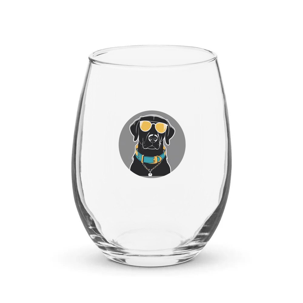 PugMug Custom Black Labrador Retriever Stemless Wine Glass