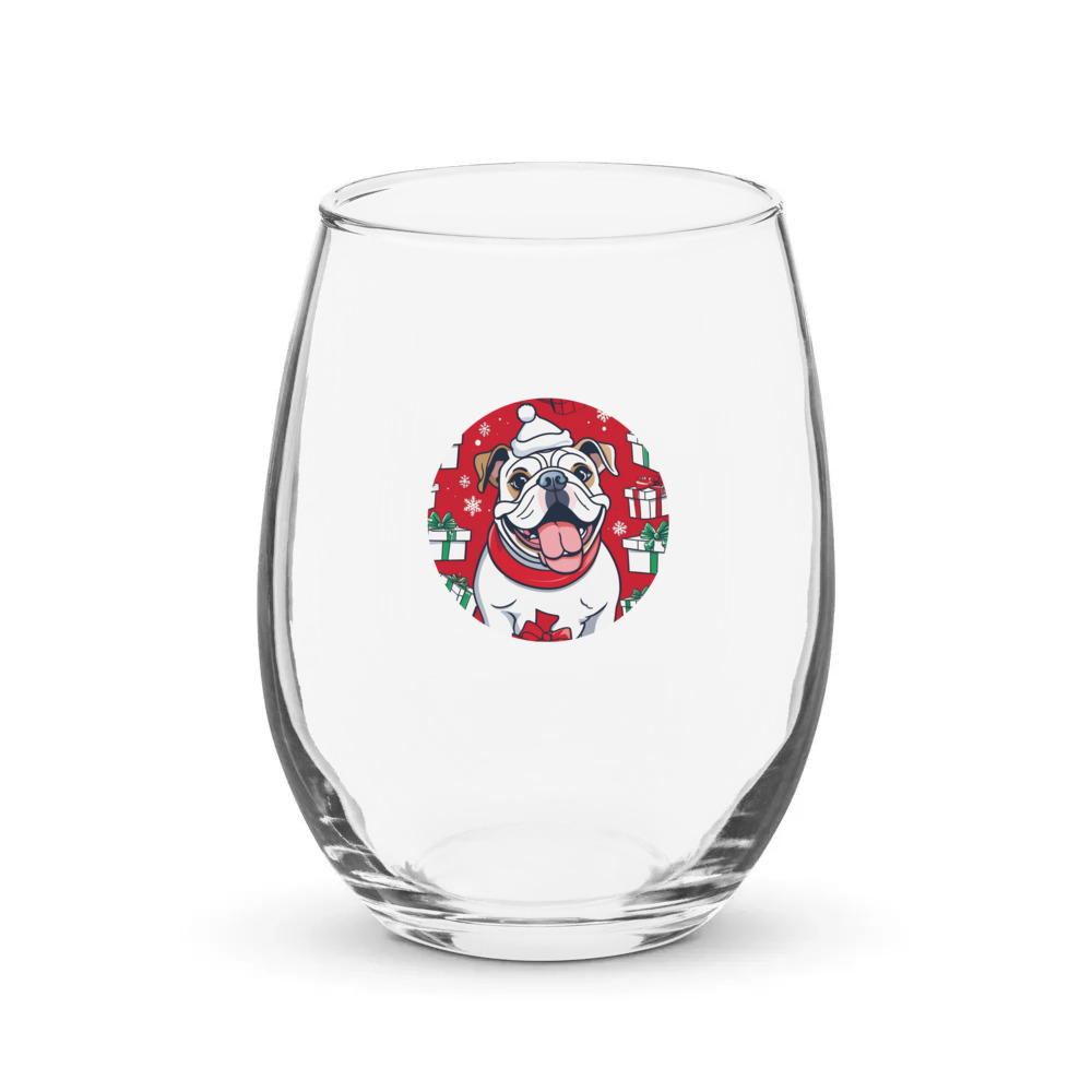 PugMug Custom Bulldog Stemless Wine Glass