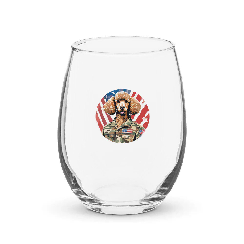 PugMug Custom Tan Poodle Stemless Wine Glass