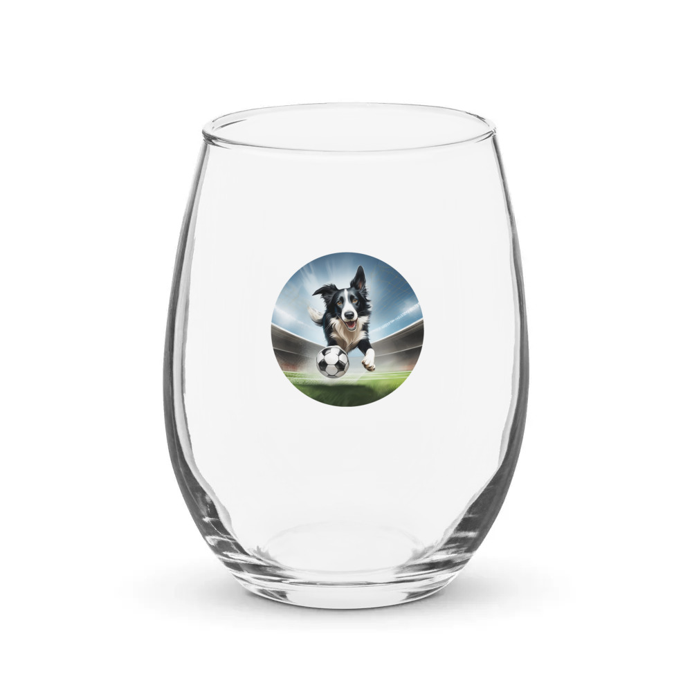 PugMug Custom Border Collie Stemless Wine Glass