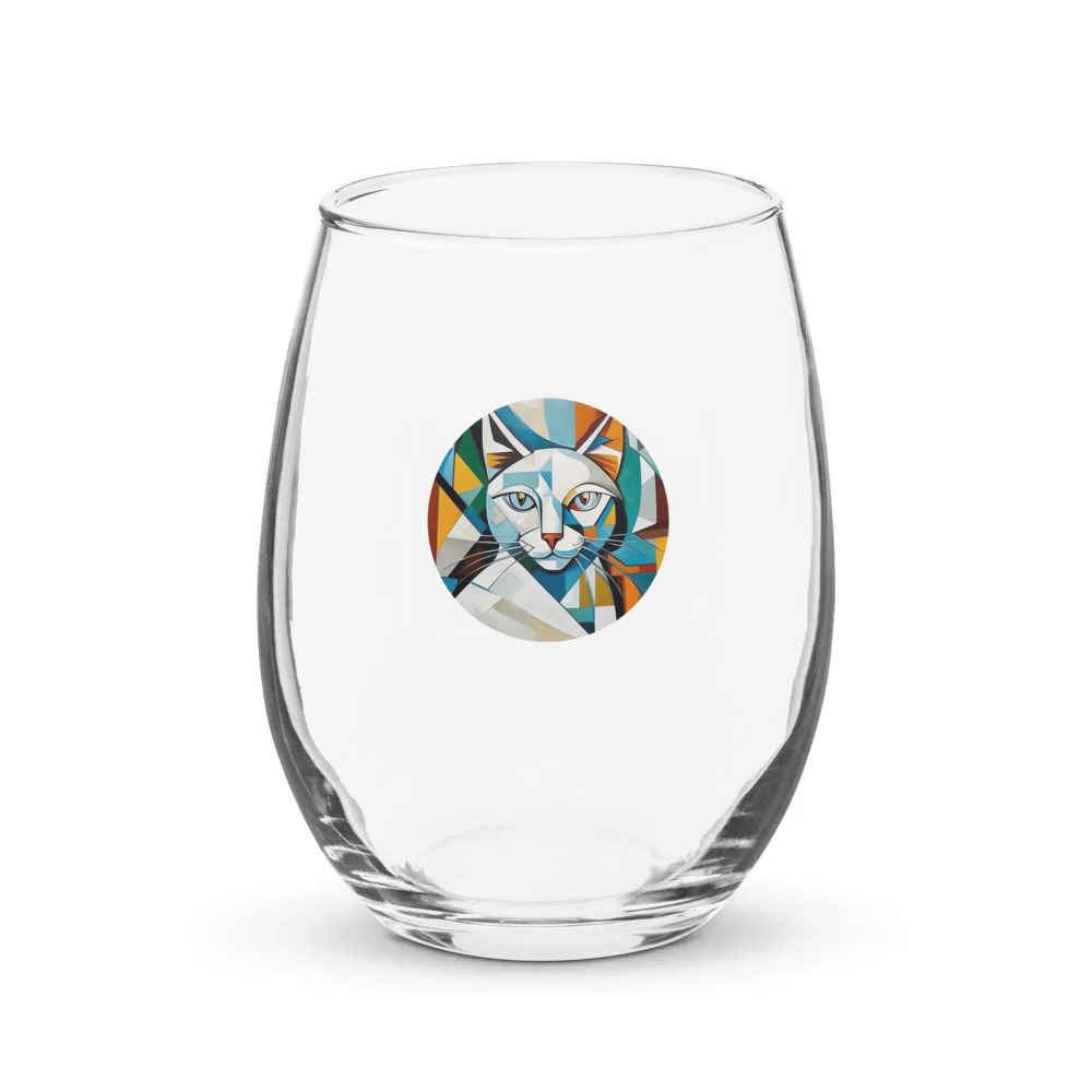 PugMug Custom White Companion Cat Stemless Wine Glass