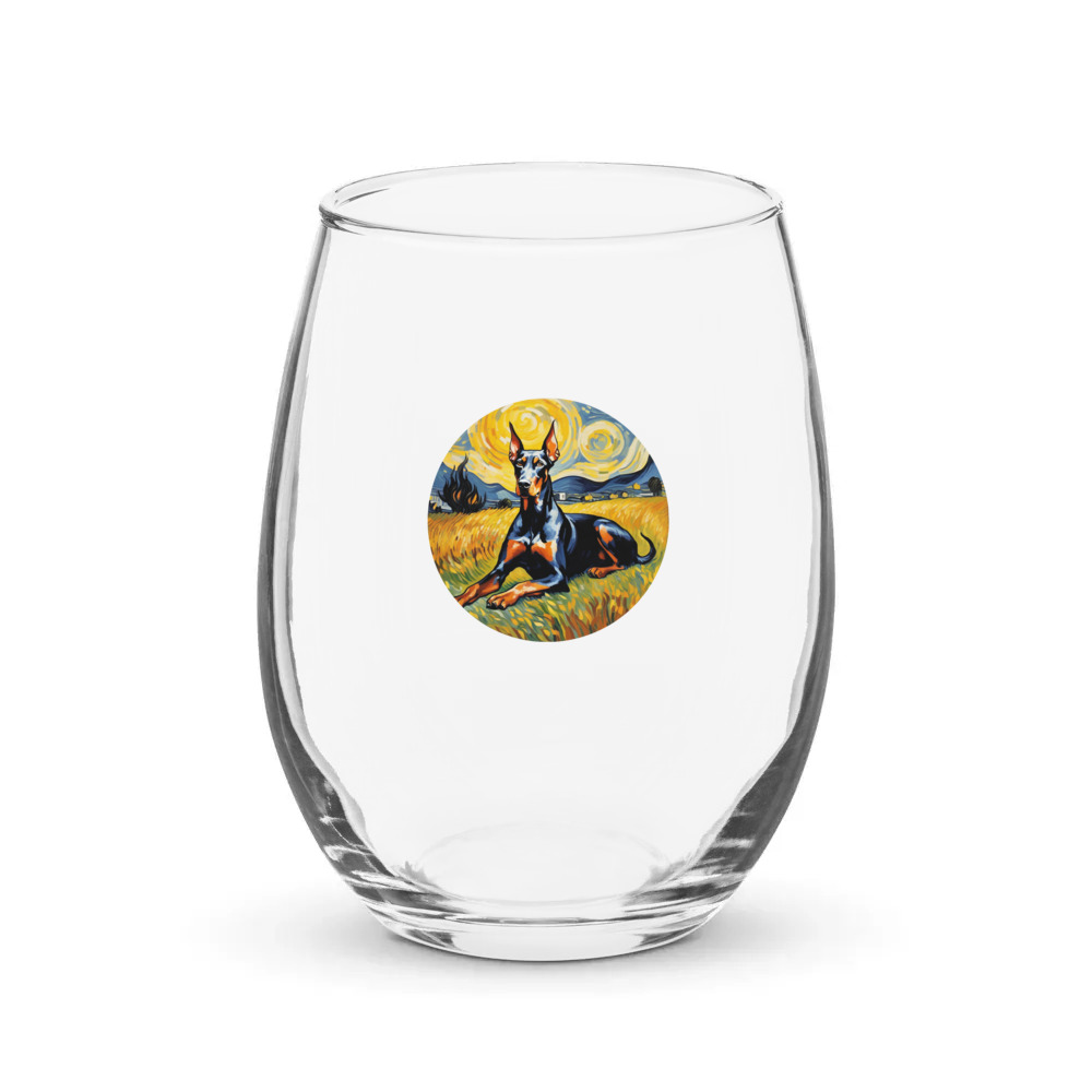 PugMug Custom Doberman Pinscher Stemless Wine Glass
