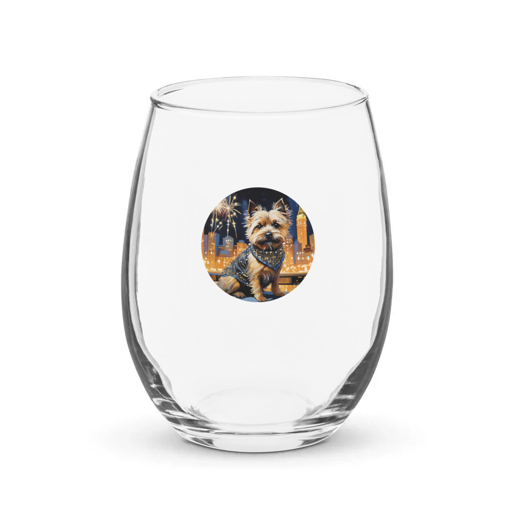 PugMug Custom Cairn Terrier Stemless Wine Glass