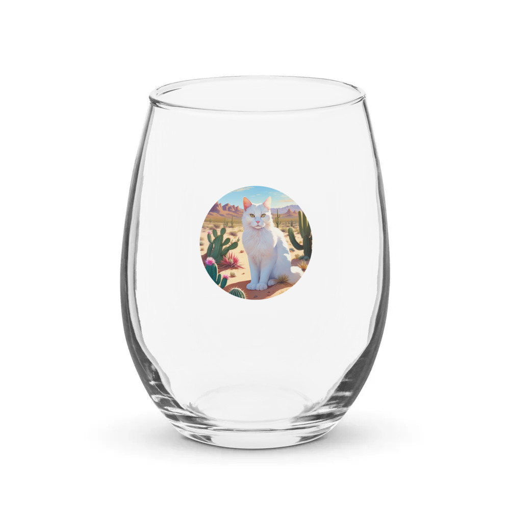 PugMug Custom White Companion Cat Stemless Wine Glass