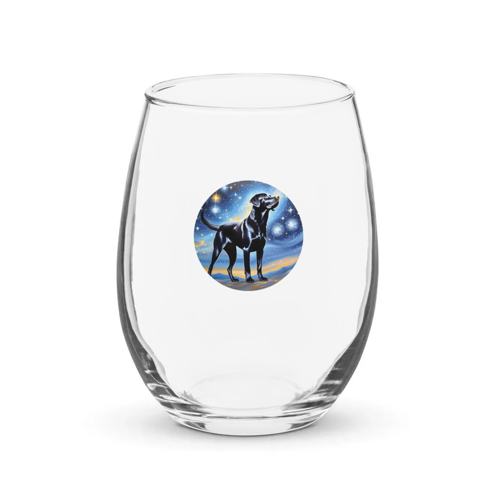 PugMug Custom Black Labrador Retriever Stemless Wine Glass