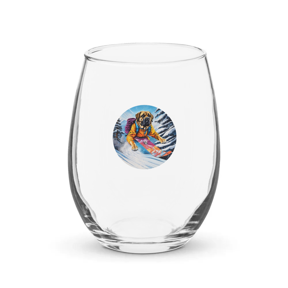 PugMug Custom Mastiff Stemless Wine Glass