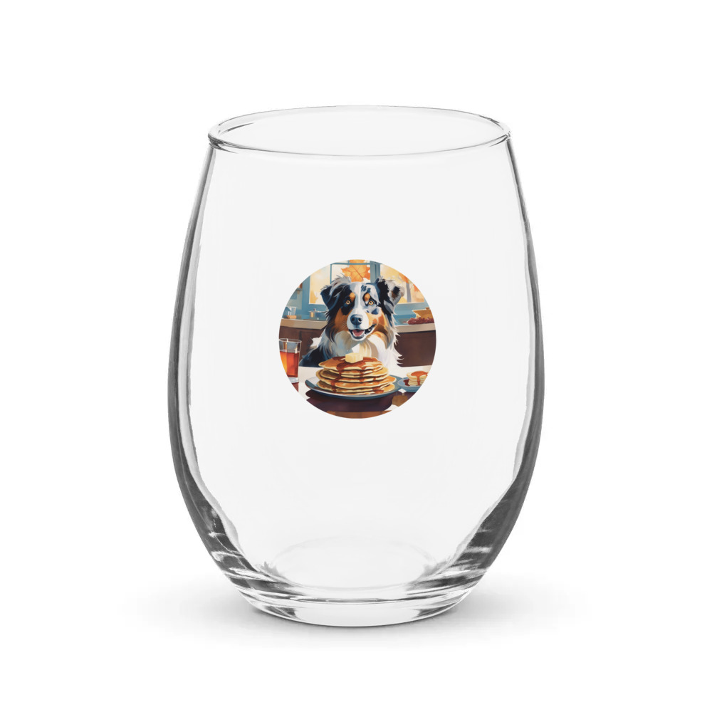 PugMug Custom Australian Shepherd Dog Stemless Wine Glass