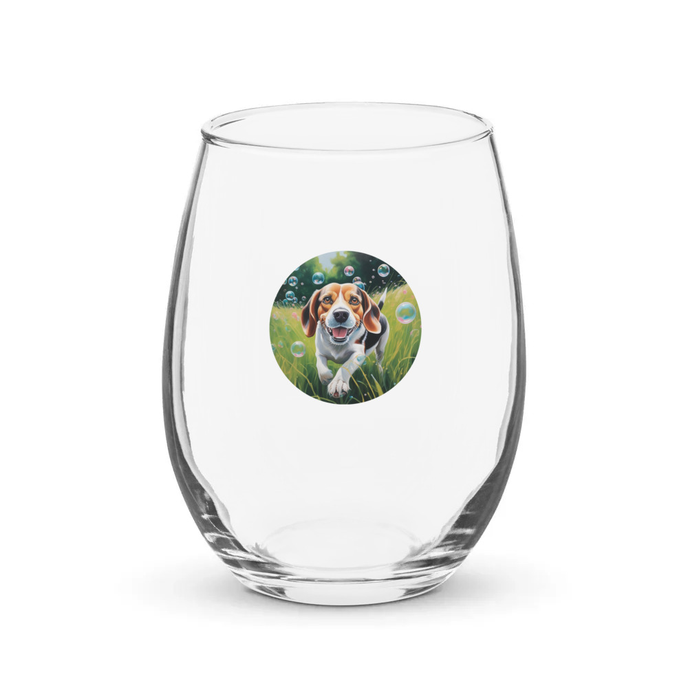 PugMug Custom Beagle Stemless Wine Glass