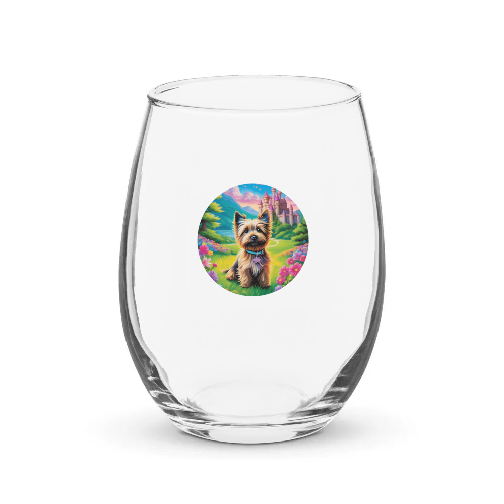PugMug Custom Cairn Terrier Stemless Wine Glass