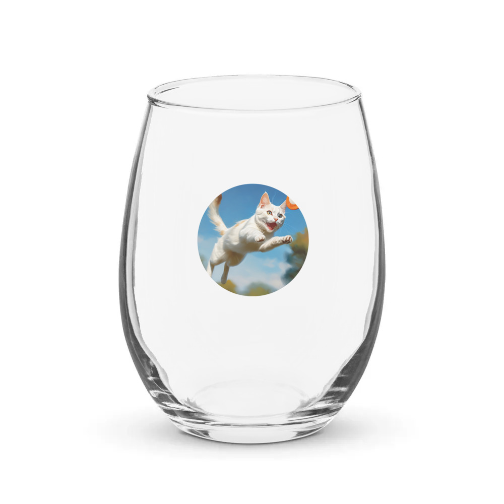 PugMug Custom White Companion Cat Stemless Wine Glass