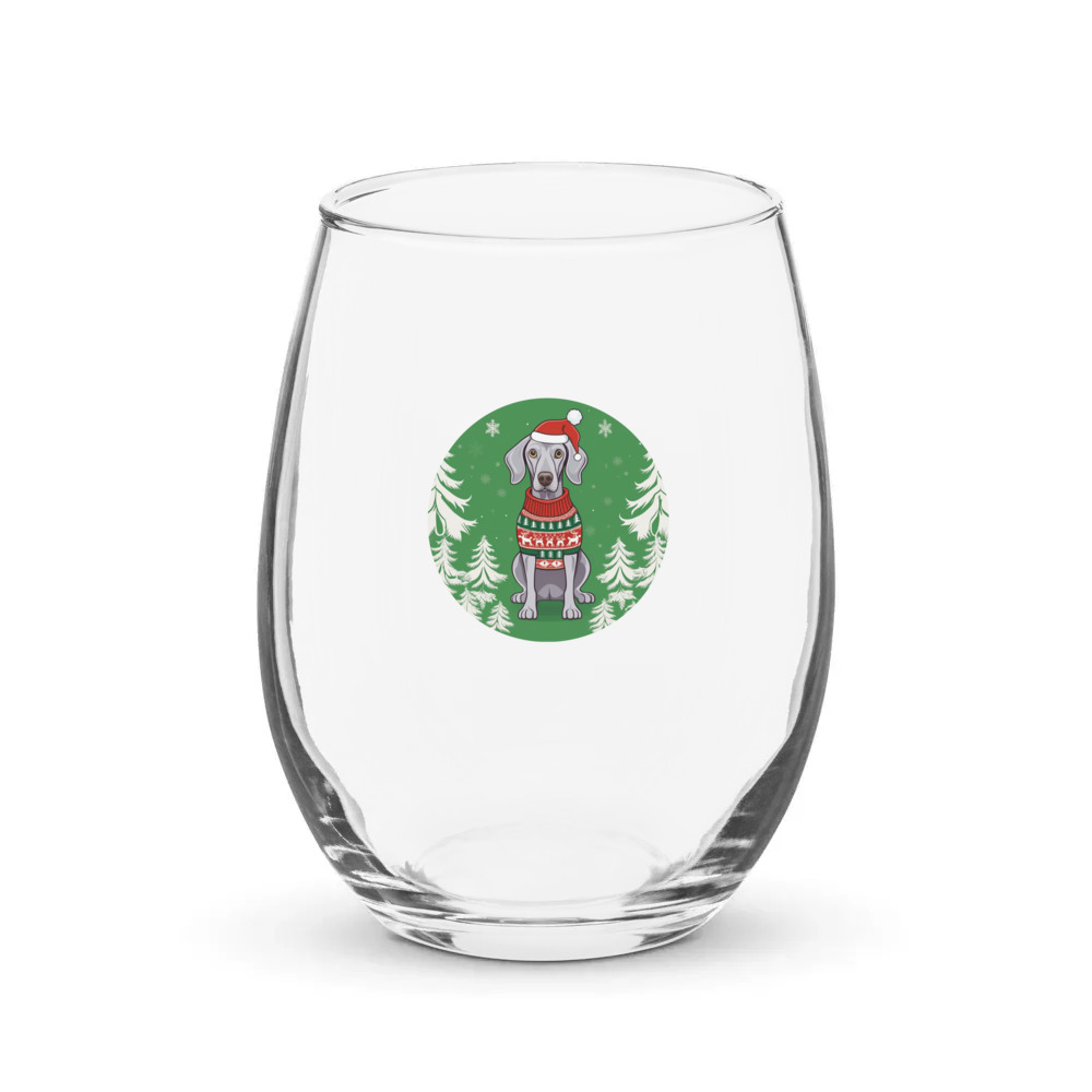 PugMug Custom Weimaraner Stemless Wine Glass