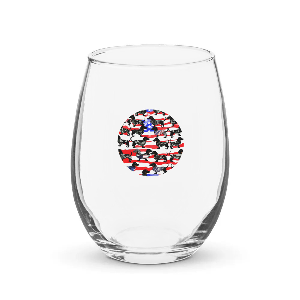 PugMug Custom Black Dachshund Stemless Wine Glass