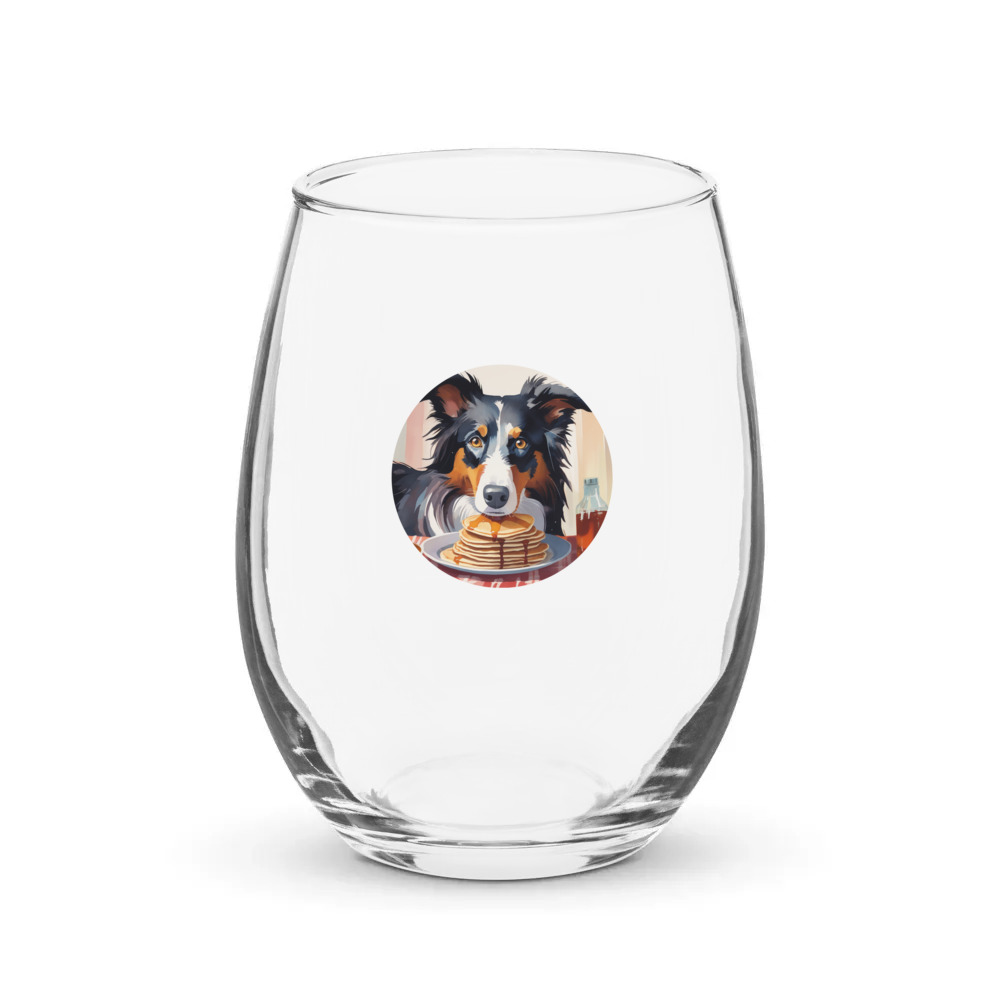 PugMug Custom Border Collie Stemless Wine Glass