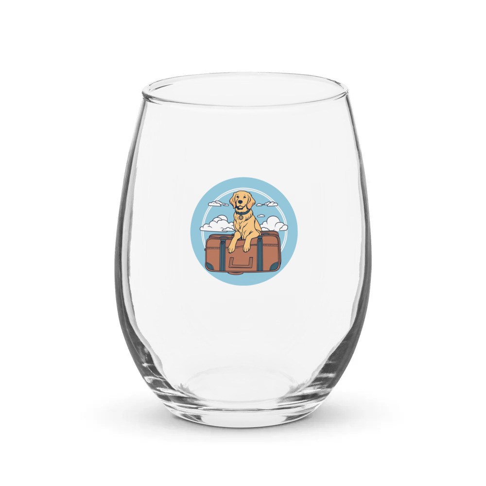 PugMug Custom Golden Retriever Stemless Wine Glass