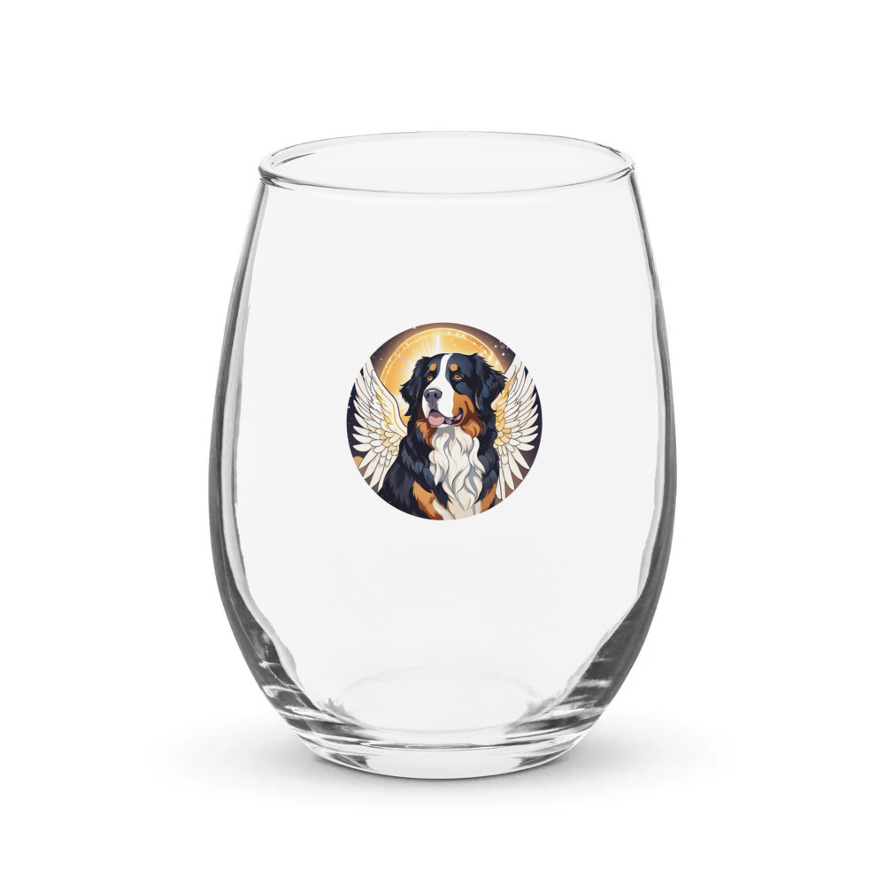 PugMug Custom Bernese Mountain Dog Stemless Wine Glass