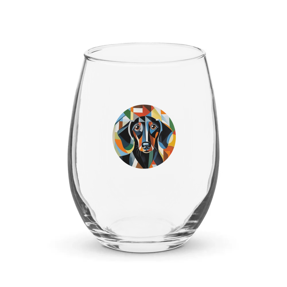 PugMug Custom Black Dachshund Stemless Wine Glass