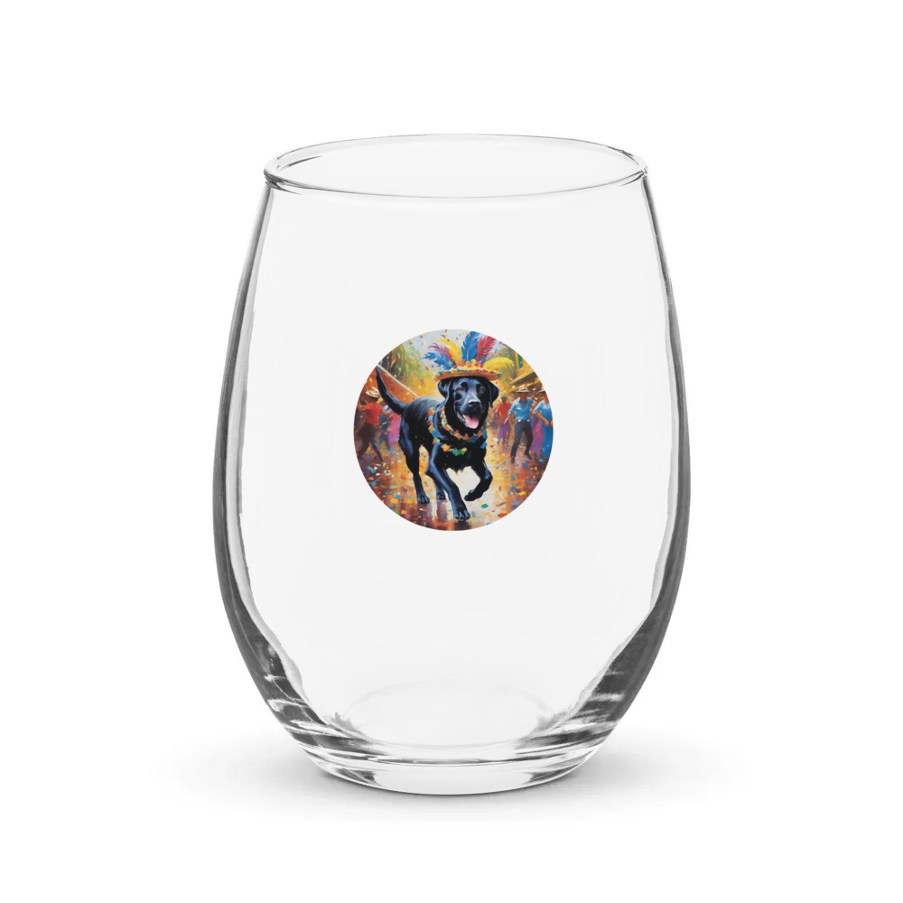 PugMug Custom Black Labrador Retriever Stemless Wine Glass